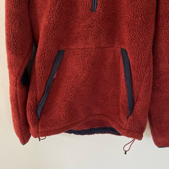 The North Face Red 1/4 Zip Sherpa Fleece Pullover Hood (S Mens) - Picture 4 of 8